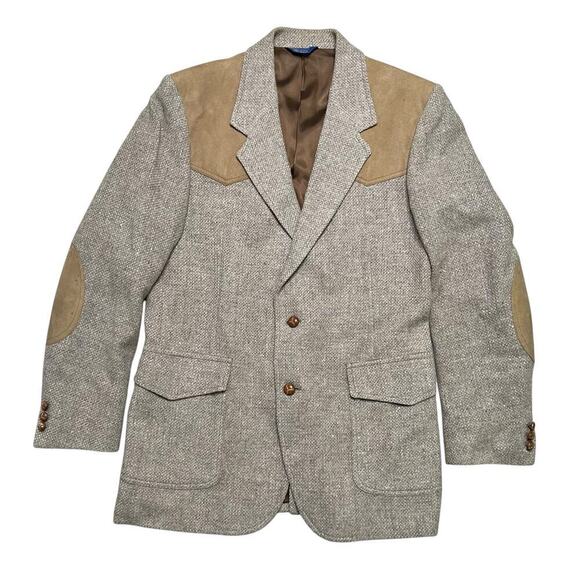 Vintage Pendleton Men’s Western Herringbone Tweed Wool Suede‎ Jacket - 42 Long - Picture 1 of 7